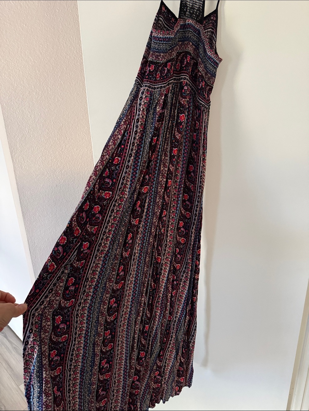 Xhilaration Black Maxi Dress with Pink Floral & Multicolor Stripes - Picture 5 of 5